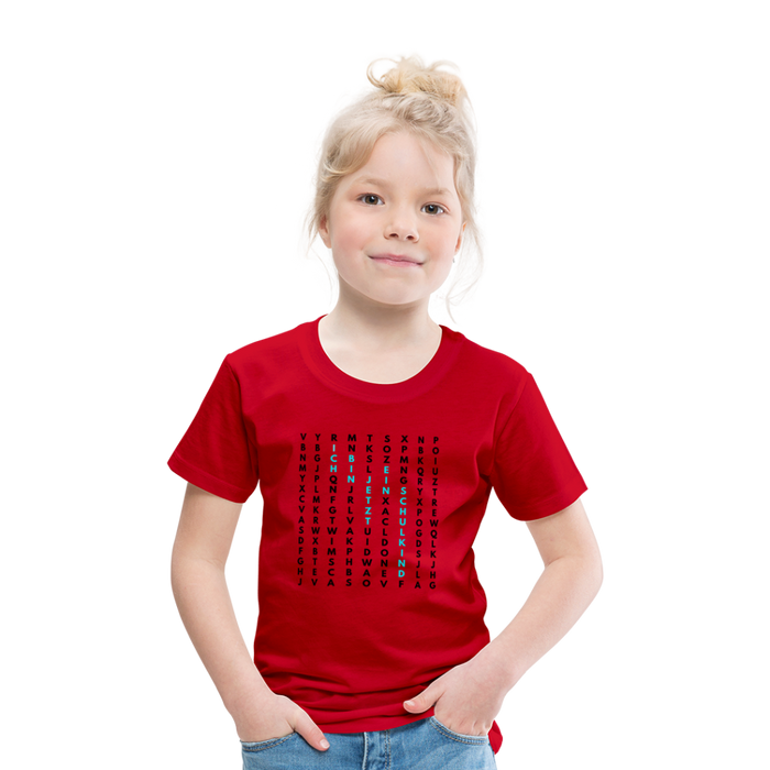 Kinder Heavy Cotton T-Shirt Schulkind Buchstaben blau - Rot