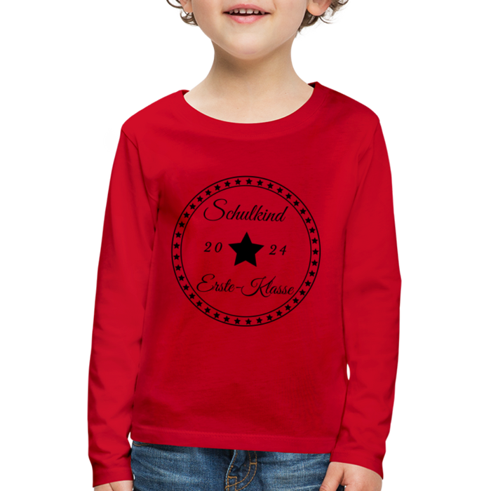 Kinder Premium Langarmshirt Schulkind Erste-Klasse - Rot