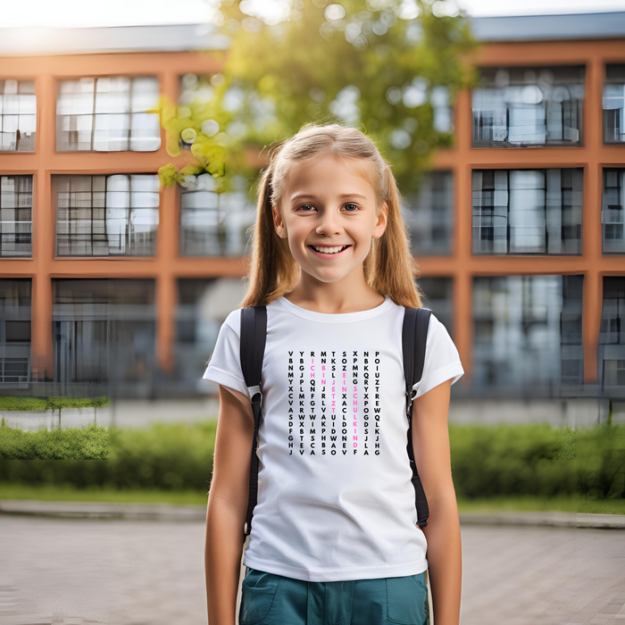 Kinder Heavy Cotton T-Shirt "Schulkind Buchstaben Rosa"