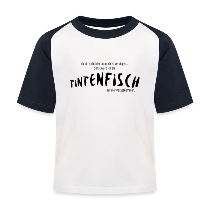 Kinder Baseball T-Shirt - Tintenfisch - Weiß/Navy