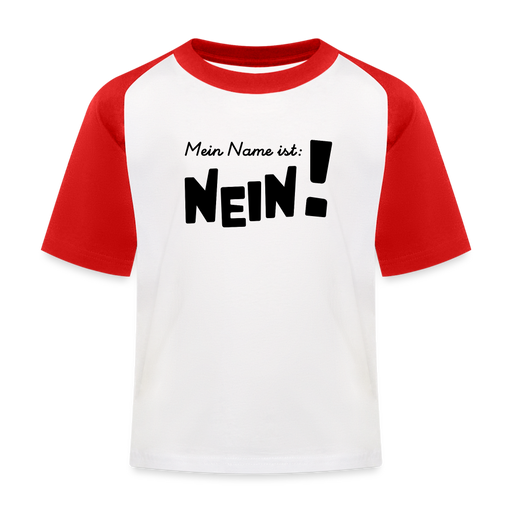 Kinder Baseball T-Shirt - Nein - Weiß/Rot