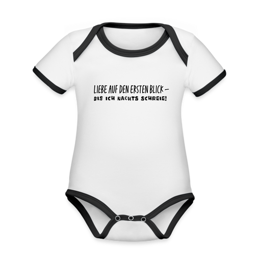 Baby Bio-Kurzarm-Kontrastbody - Auf den ersten Blick - Weiß/Schwarz