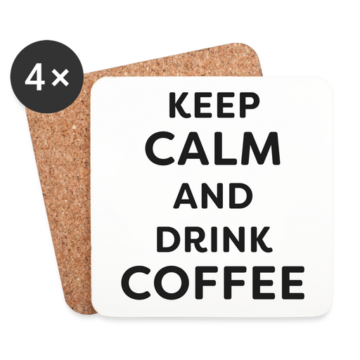 Untersetzer (4er-Set) - Keep Calm - Kaffee - weiß