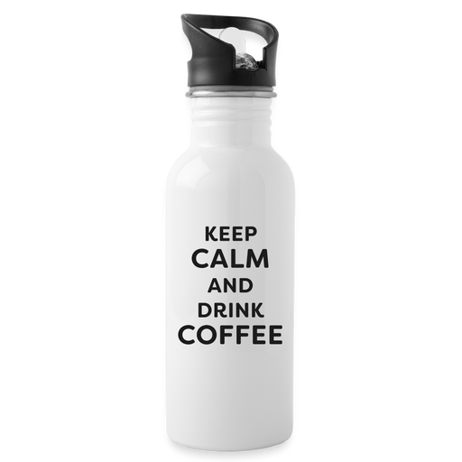 Trinkflasche - Keep Calm - Kaffee - weiß