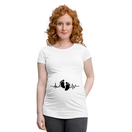 Herzschlag schwarz Schwangerschafts-T-Shirt - weiß