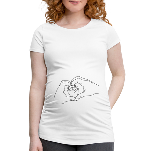 Herzhände schwarz Schwangerschafts-T-Shirt - weiß
