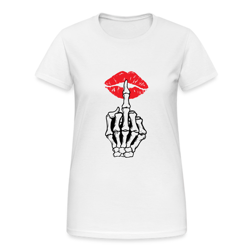 Mittelfingerskelett mit Kussmund  Frauen Gildan Heavy T-Shirt - weiß