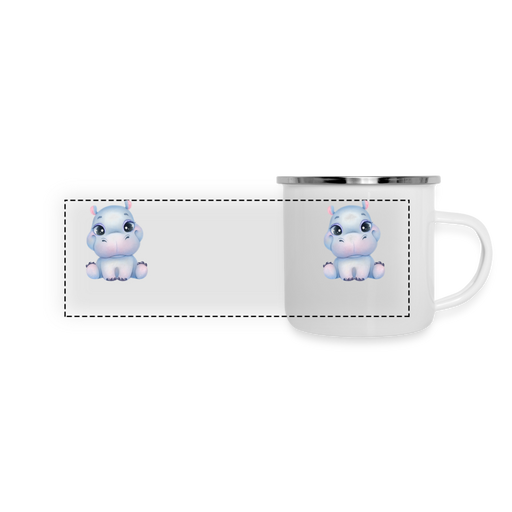 Emaille-Tasse - Hippo - weiß