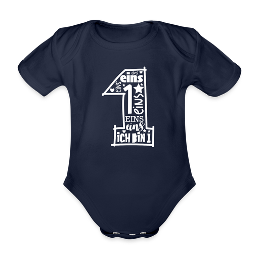 Baby Bio-Kurzarm-Body  1. Geburtstag - Dunkelnavy