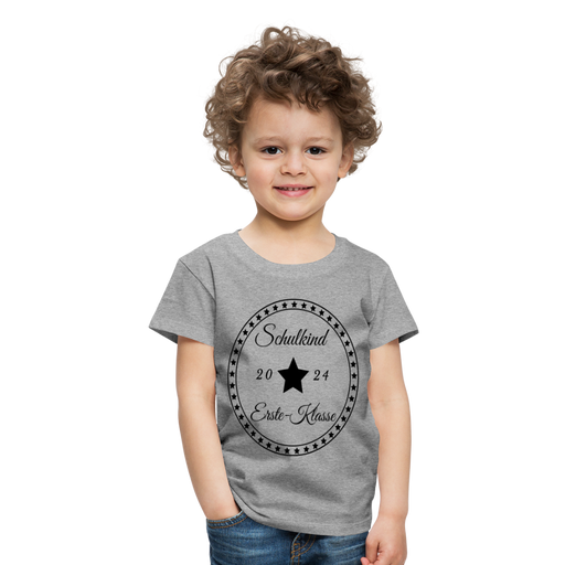 Kinder Heavy Cotton T-Shirt Schulkind Erste-Klasse - Grau meliert