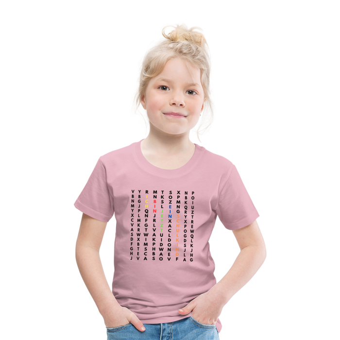 Kinder Heavy Cotton T-Shirt Schulkind Buchstaben bunt - Hellrosa