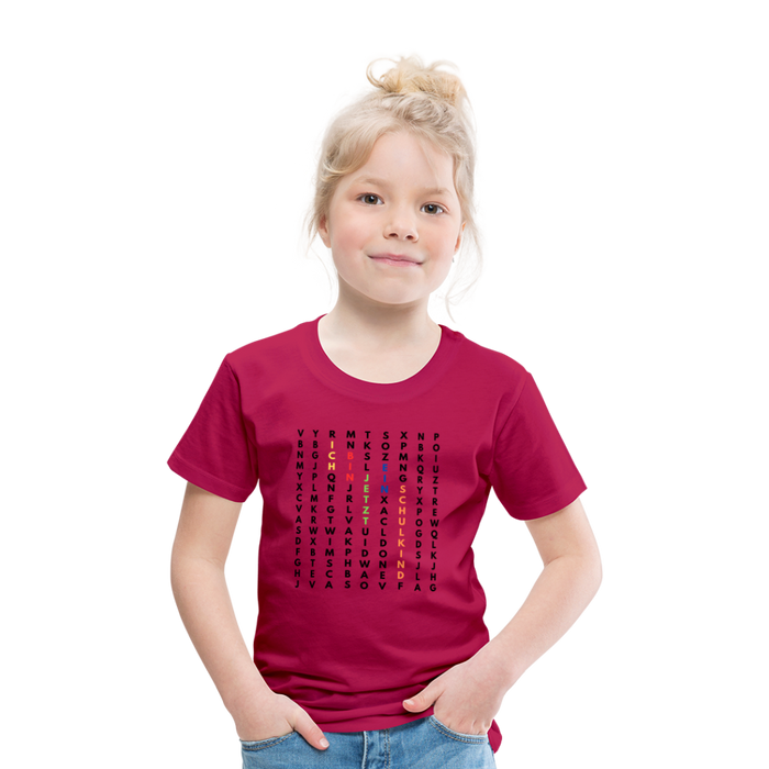 Kinder Heavy Cotton T-Shirt Schulkind Buchstaben bunt - dunkles Pink