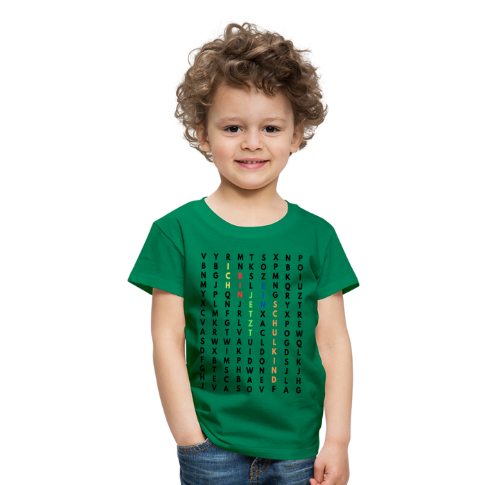 Kinder Heavy Cotton T-Shirt Schulkind Buchstaben bunt - Kelly Green