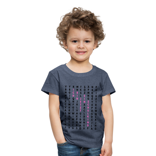 Kinder Heavy Cotton T-Shirt Schulkind Buchstaben rosa - Blau meliert