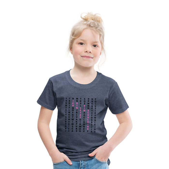 Kinder Heavy Cotton T-Shirt Schulkind Buchstaben rosa - Blau meliert