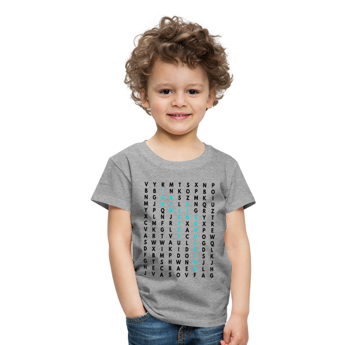 Kinder Heavy Cotton T-Shirt Schulkind Buchstaben blau - Grau meliert