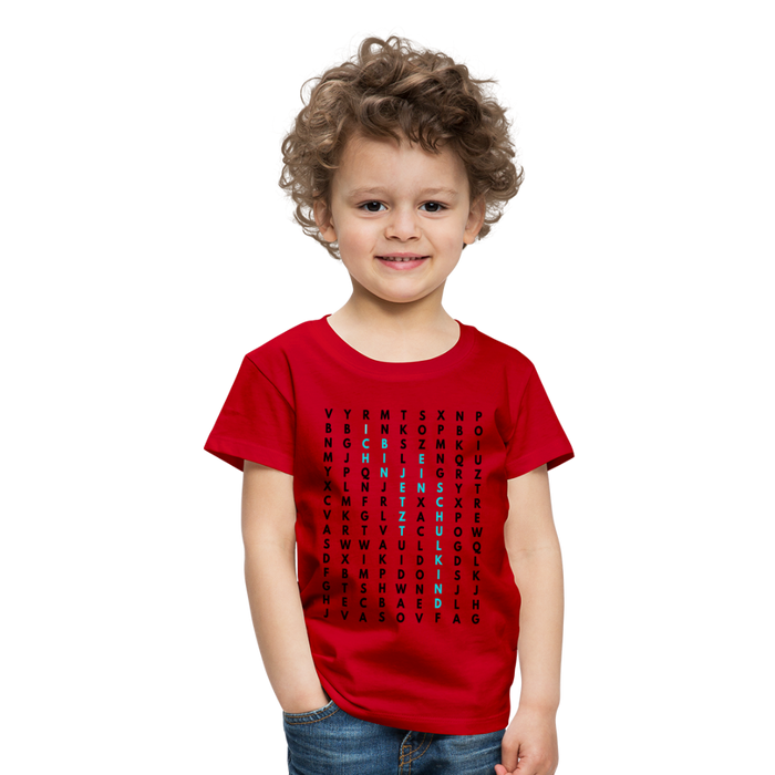 Kinder Heavy Cotton T-Shirt Schulkind Buchstaben blau - Rot