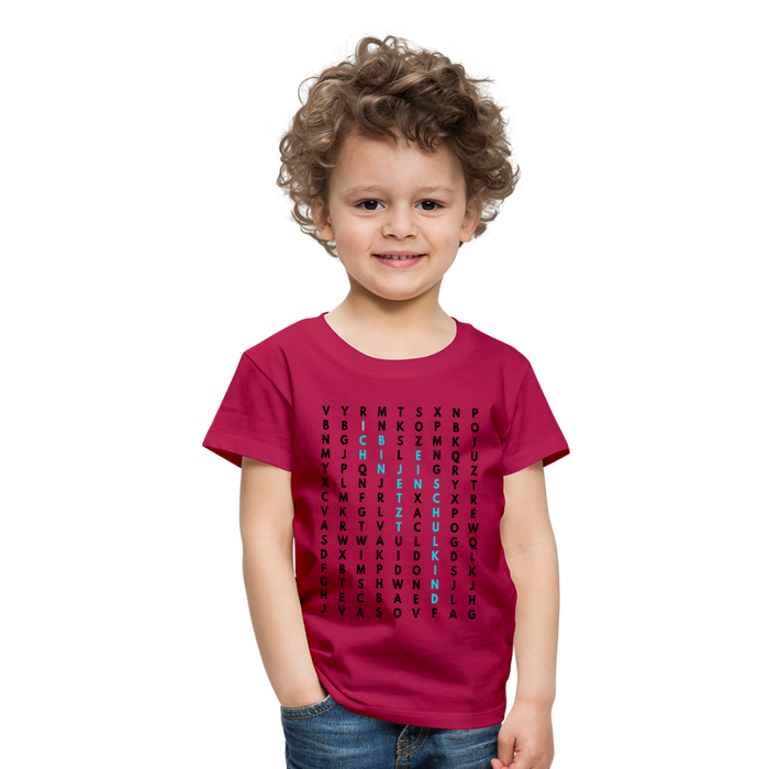 Kinder Heavy Cotton T-Shirt Schulkind Buchstaben blau - dunkles Pink