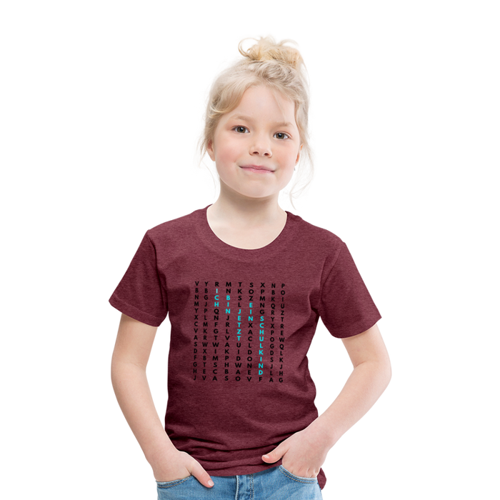 Kinder Heavy Cotton T-Shirt Schulkind Buchstaben blau - Bordeauxrot meliert
