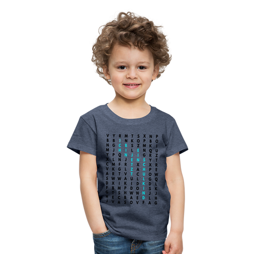 Kinder Heavy Cotton T-Shirt Schulkind Buchstaben blau - Blau meliert