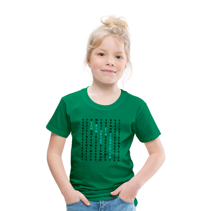 Kinder Heavy Cotton T-Shirt Schulkind Buchstaben blau - Kelly Green