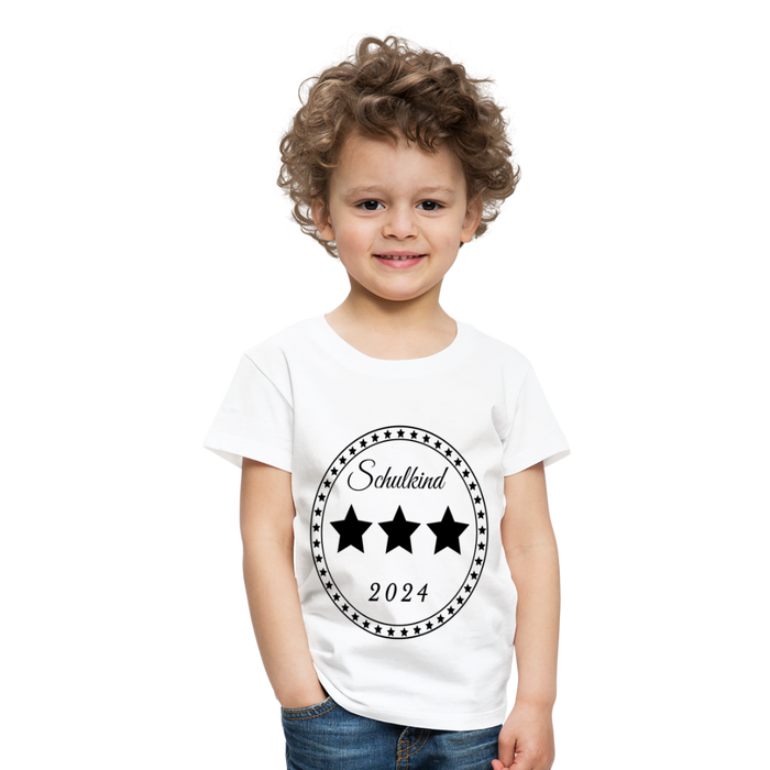 Kinder Heavy Cotton T-Shirt Schulkind 2024 mit drei Sternen - Weiß