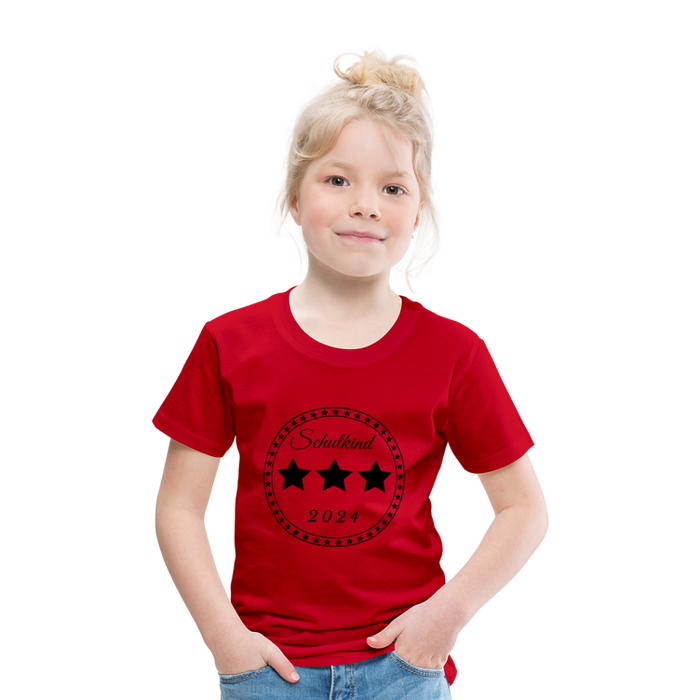 Kinder Heavy Cotton T-Shirt Schulkind 2024 mit drei Sternen - Rot