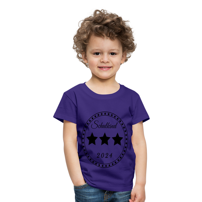 Kinder Heavy Cotton T-Shirt Schulkind 2024 mit drei Sternen - Lila