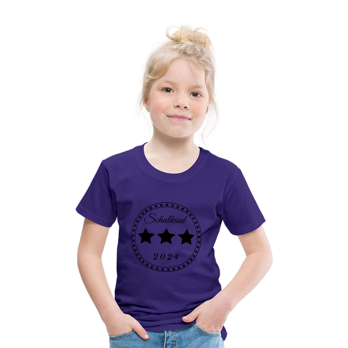 Kinder Heavy Cotton T-Shirt Schulkind 2024 mit drei Sternen - Lila