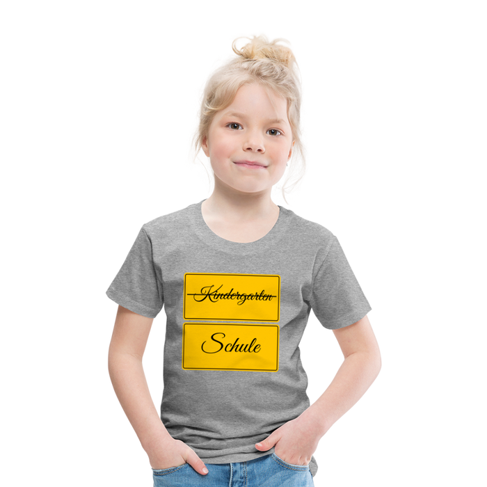Kinder Heavy Cotton T-Shirt Schulkind 2024 mit drei Sternen - Grau meliert