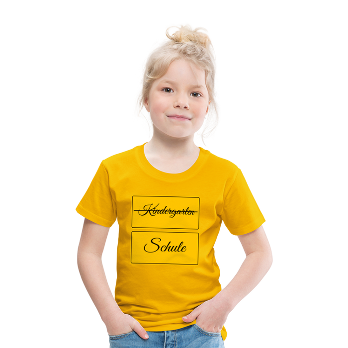 Kinder Heavy Cotton T-Shirt Schulkind 2024 mit drei Sternen - Sonnengelb