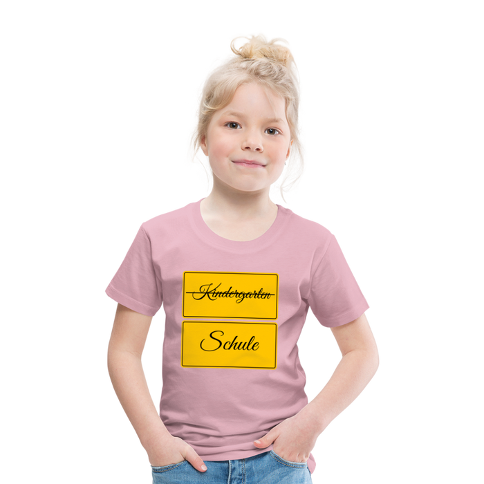 Kinder Heavy Cotton T-Shirt Schulkind 2024 mit drei Sternen - Hellrosa