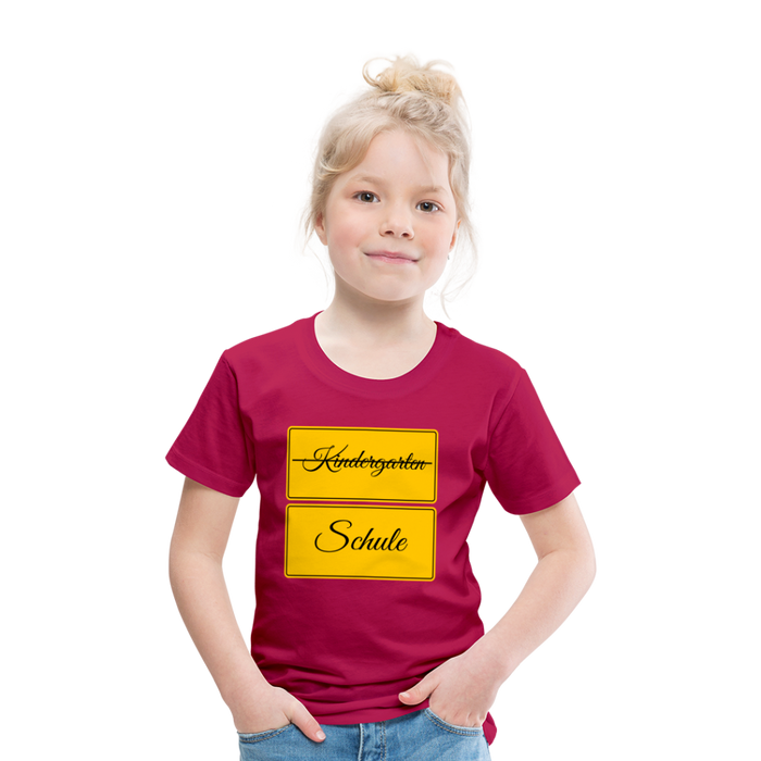 Kinder Heavy Cotton T-Shirt Schulkind 2024 mit drei Sternen - dunkles Pink