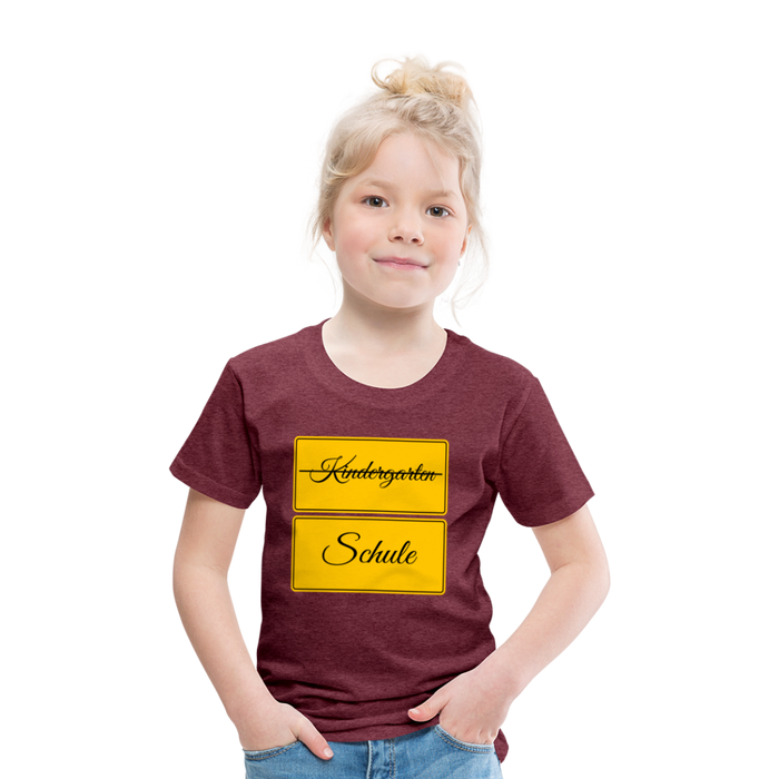 Kinder Heavy Cotton T-Shirt Schulkind 2024 mit drei Sternen - Bordeauxrot meliert