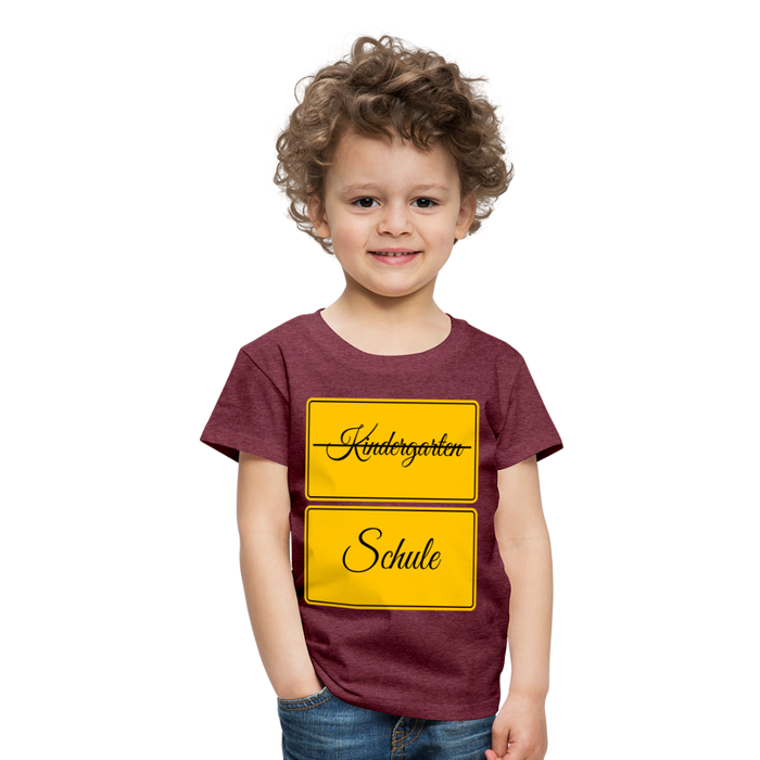 Kinder Heavy Cotton T-Shirt Schulkind 2024 mit drei Sternen - Bordeauxrot meliert