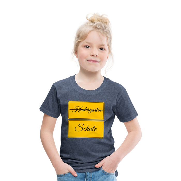 Kinder Heavy Cotton T-Shirt Schulkind 2024 mit drei Sternen - Blau meliert
