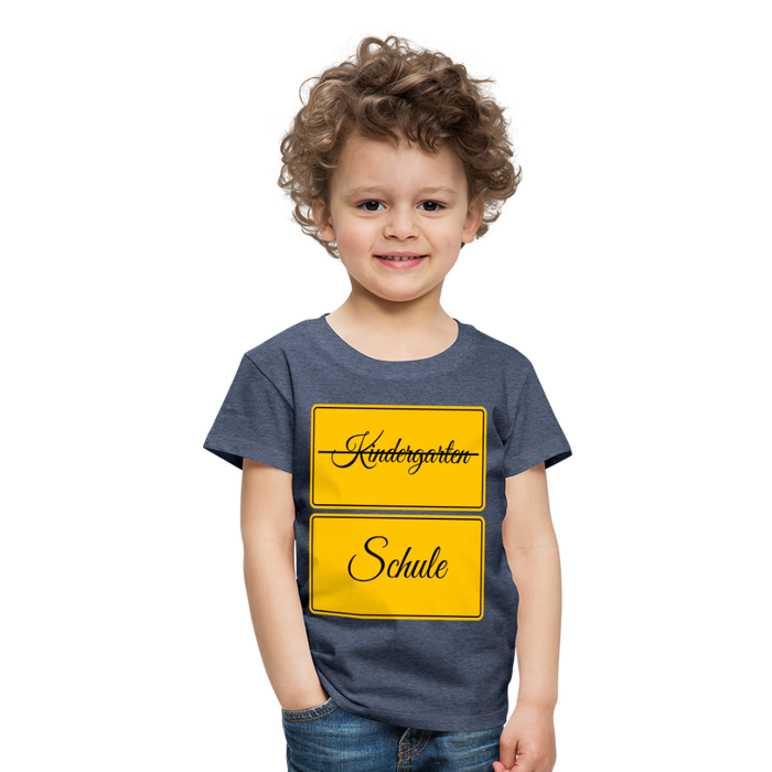 Kinder Heavy Cotton T-Shirt Schulkind 2024 mit drei Sternen - Blau meliert