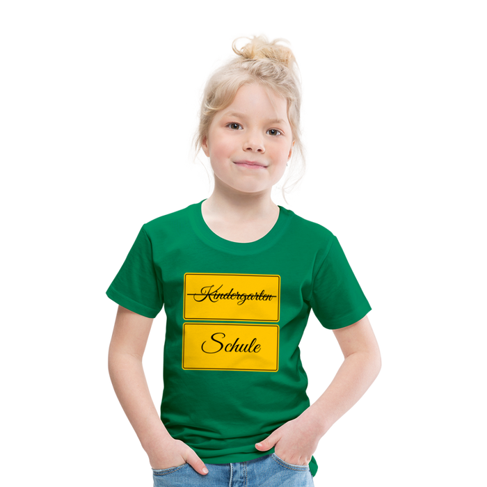 Kinder Heavy Cotton T-Shirt Schulkind 2024 mit drei Sternen - Kelly Green