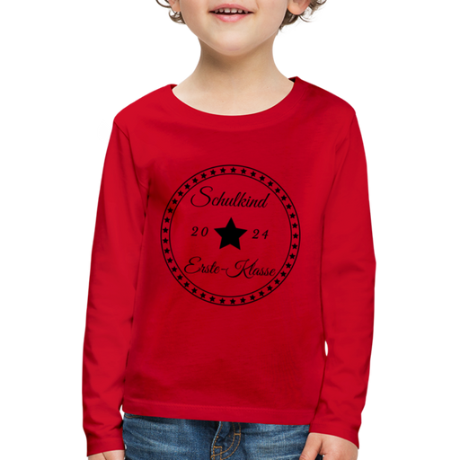 Kinder Premium Langarmshirt Schulkind Erste-Klasse - Rot