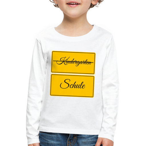 Kinder Premium Langarmshirt Schule - Weiß